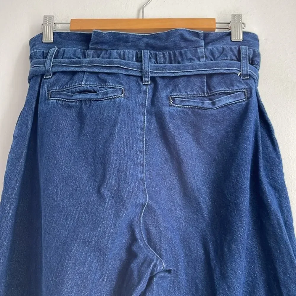 Boden Wide Leg Paperbag belted waisted hi rise Jean trouser pants sz 8 - Picture 6 of 8